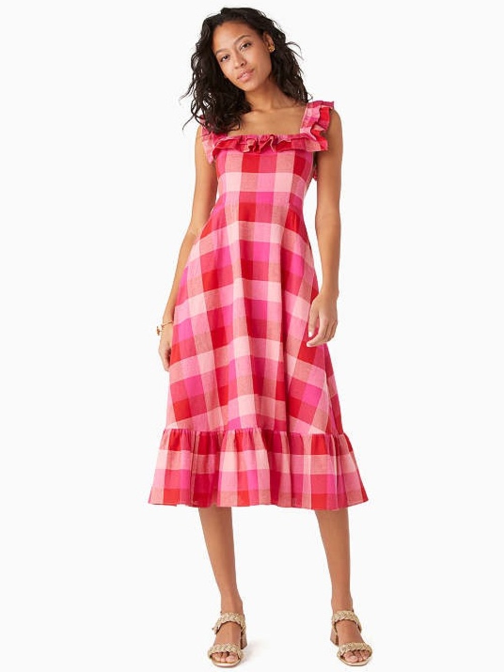 Kate Spade ♠️🌸🌷Picnic Woven Ruffle Midi Dress